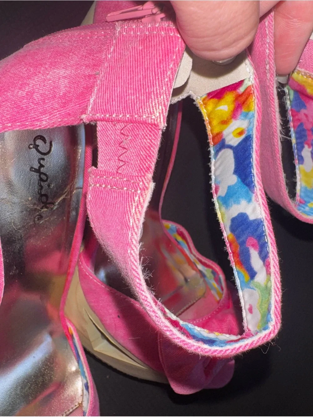 Qupid Hot Pink Suede Platform Sandals with Wood-Look Block Heel